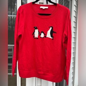 Loft holiday sweater with penguins, size XL. VGUC.
